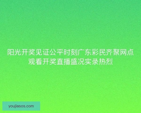 阳光开奖见证公平时刻广东彩民齐聚网点观看开奖直播盛况实录热烈